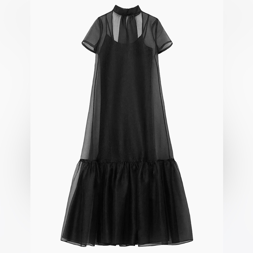 STAUD Elegant Black Sheer Maxi Dress